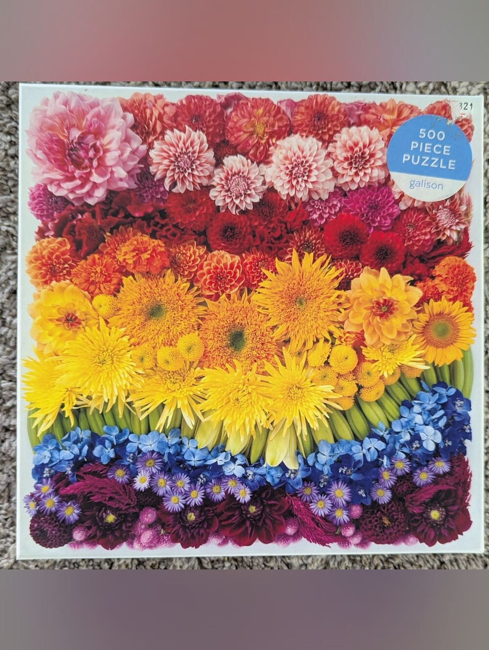 Galison Rainbow Floral Puzzle Art - Yellow, Blue, Purple, Red